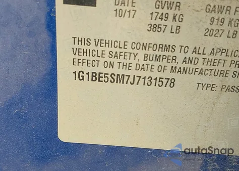 2018 Chevrolet Cruze Lt Auto z USA, uszkodzony, nr VIN 1G1BE5SM7J7131578